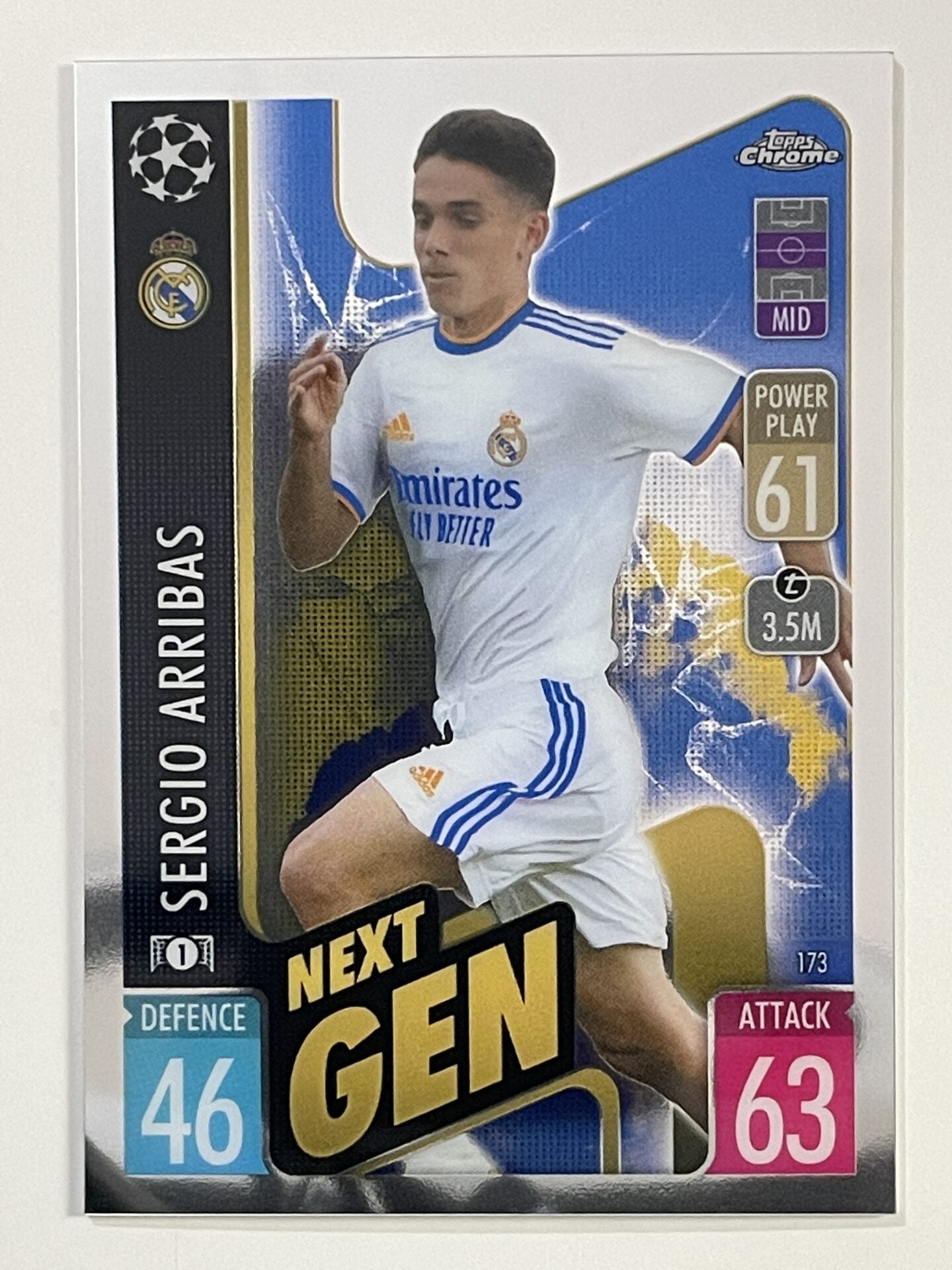 Sergio Arribas Next Gen Real Madrid Topps Match Attax Chrome 2021 2022 Football Card