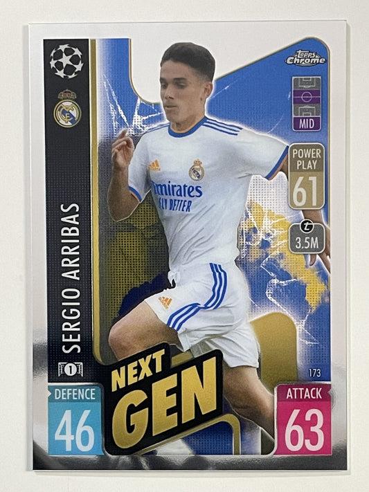 Sergio Arribas Next Gen Real Madrid Topps Match Attax Chrome 2021 2022 Football Card