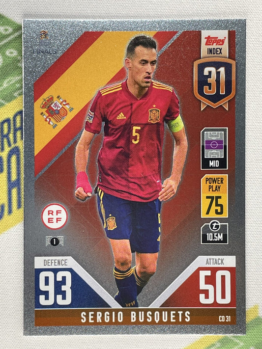 Sergio Busquets Spain Topps Match Attax 101 Road to Nations League 2022 Card