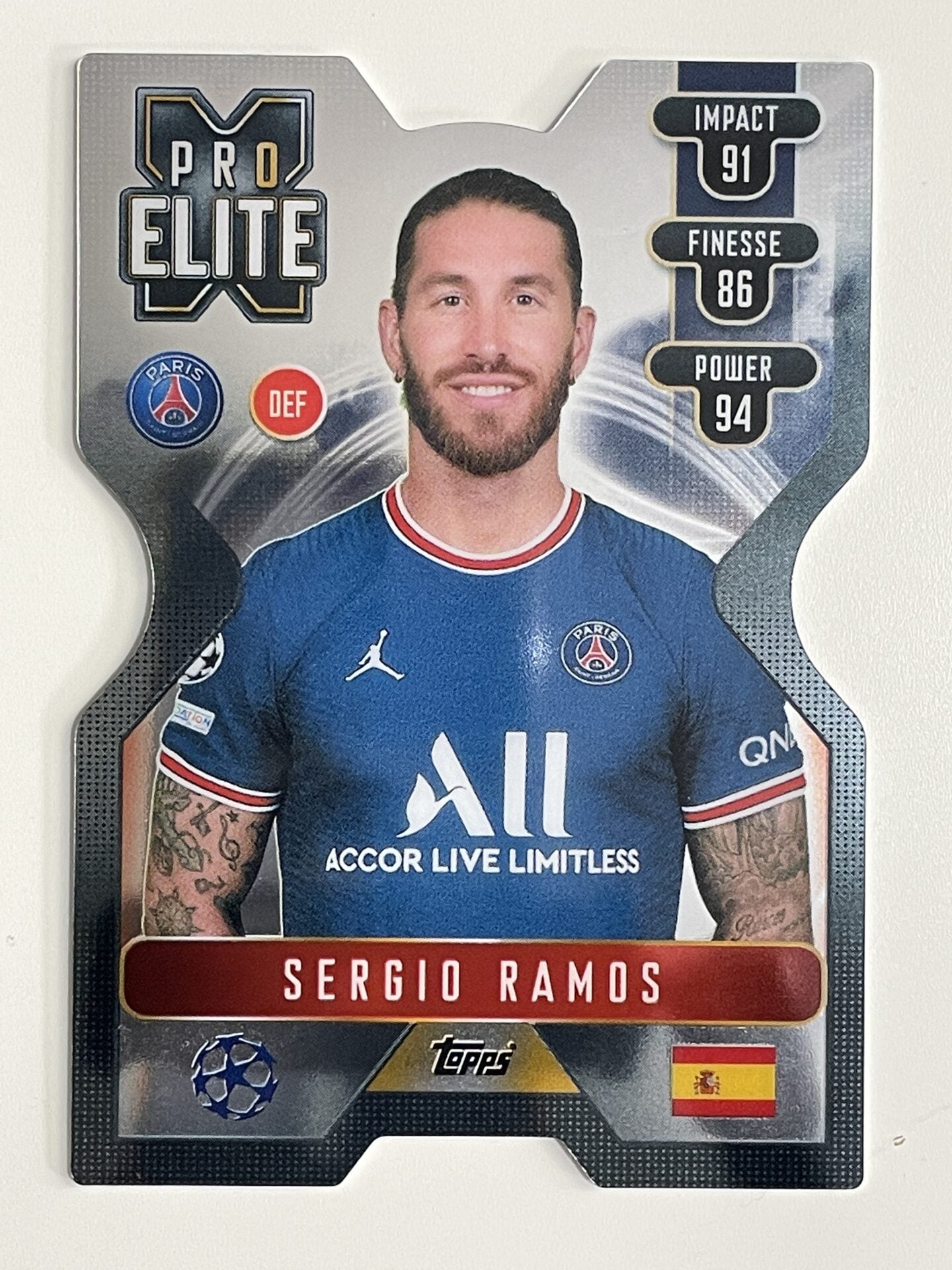 Sergio Ramos PSG Chrome X Pro Elite Topps Match Attax Extra 2021:22 Champions League Card