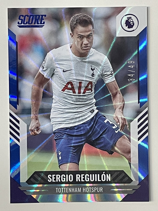 Sergio Reguilon Tottenham Hotspur Base Blue Laser Parallel Panini Premier League Score 2021 2022