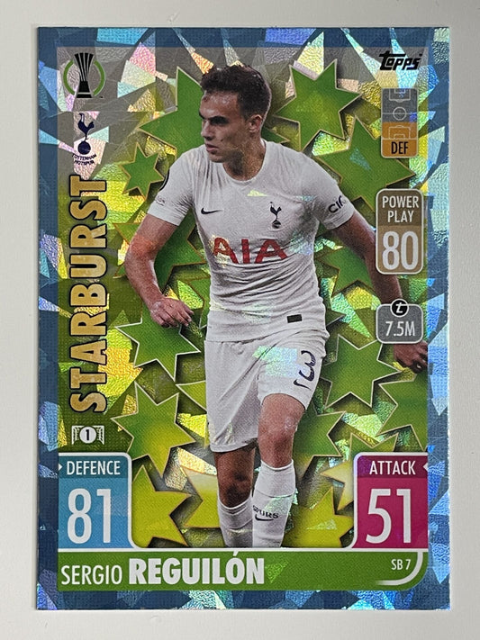 Sergio Reguilon Tottenham Starburst Crystal Foil Parallel Topps Match Attax Extra 2021:22 Champions League Card