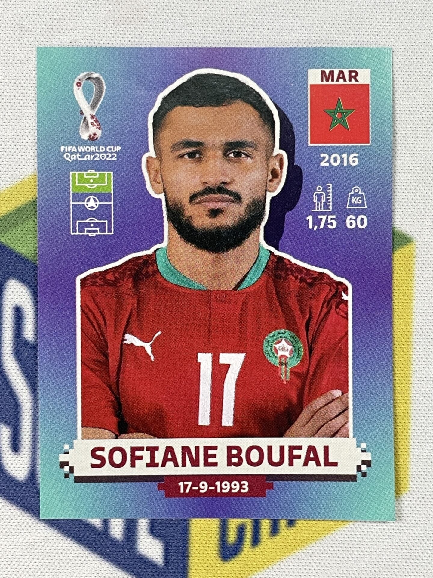 Sofiane Boufal Morocco Panini World Cup 2022 Qatar Stickers