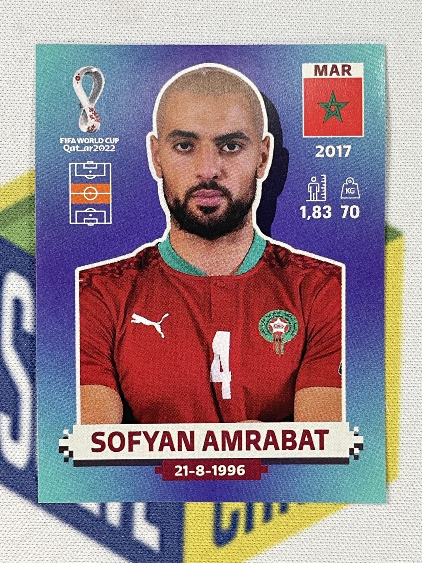 Sofyan Amrabat Morocco Panini World Cup 2022 Qatar Stickers