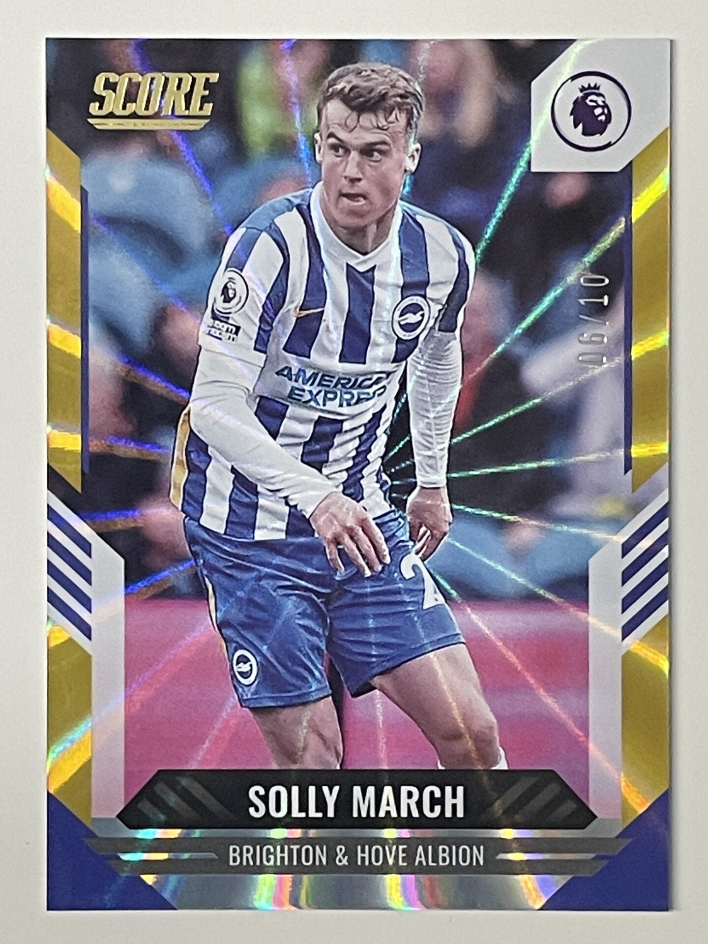 Solly March Brighton Base Gold Laser Parallel Panini Premier League Score 2021 2022