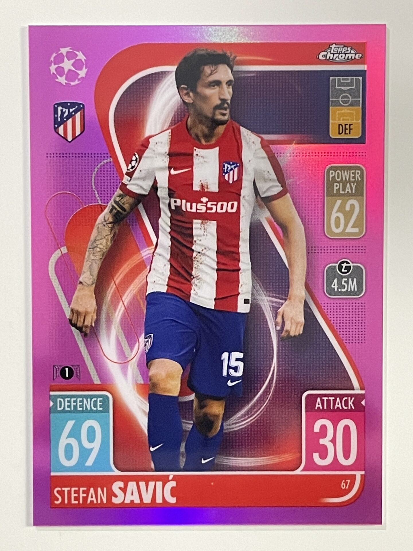 Stefan Savic Pink Parallel Topps Match Attax Chrome 2021 2022