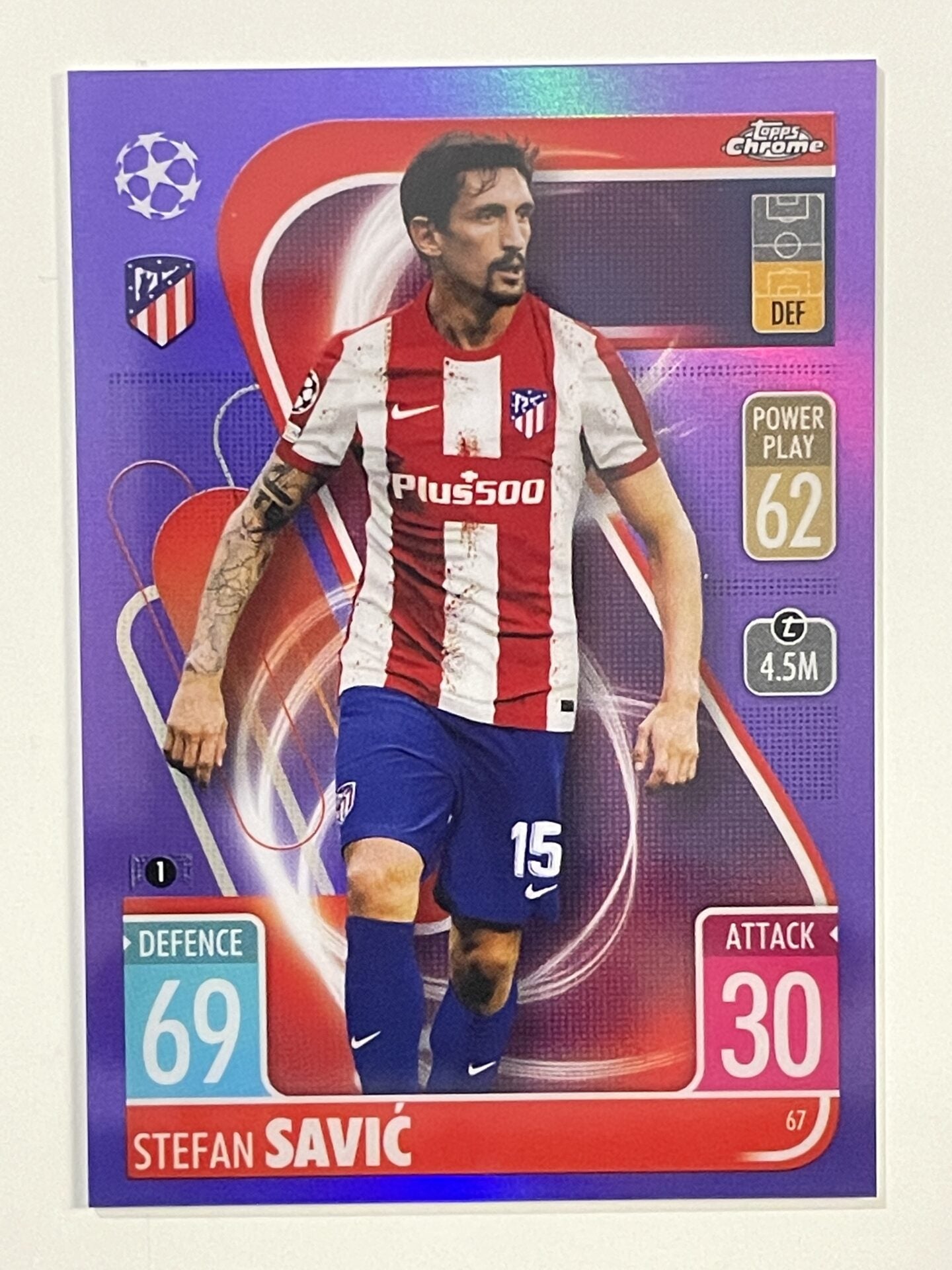 Stefan Savic Purple Parallel Topps Match Attax Chrome 2021 2022