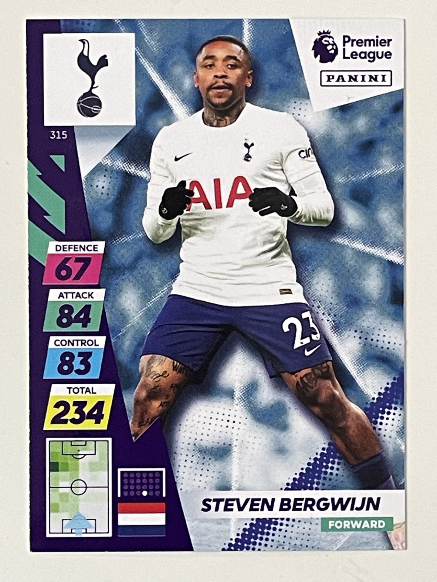 Steven Bergwijn Tottenham Hotspur Base Panini Adrenalyn XL PLUS Premier League 2021 2022