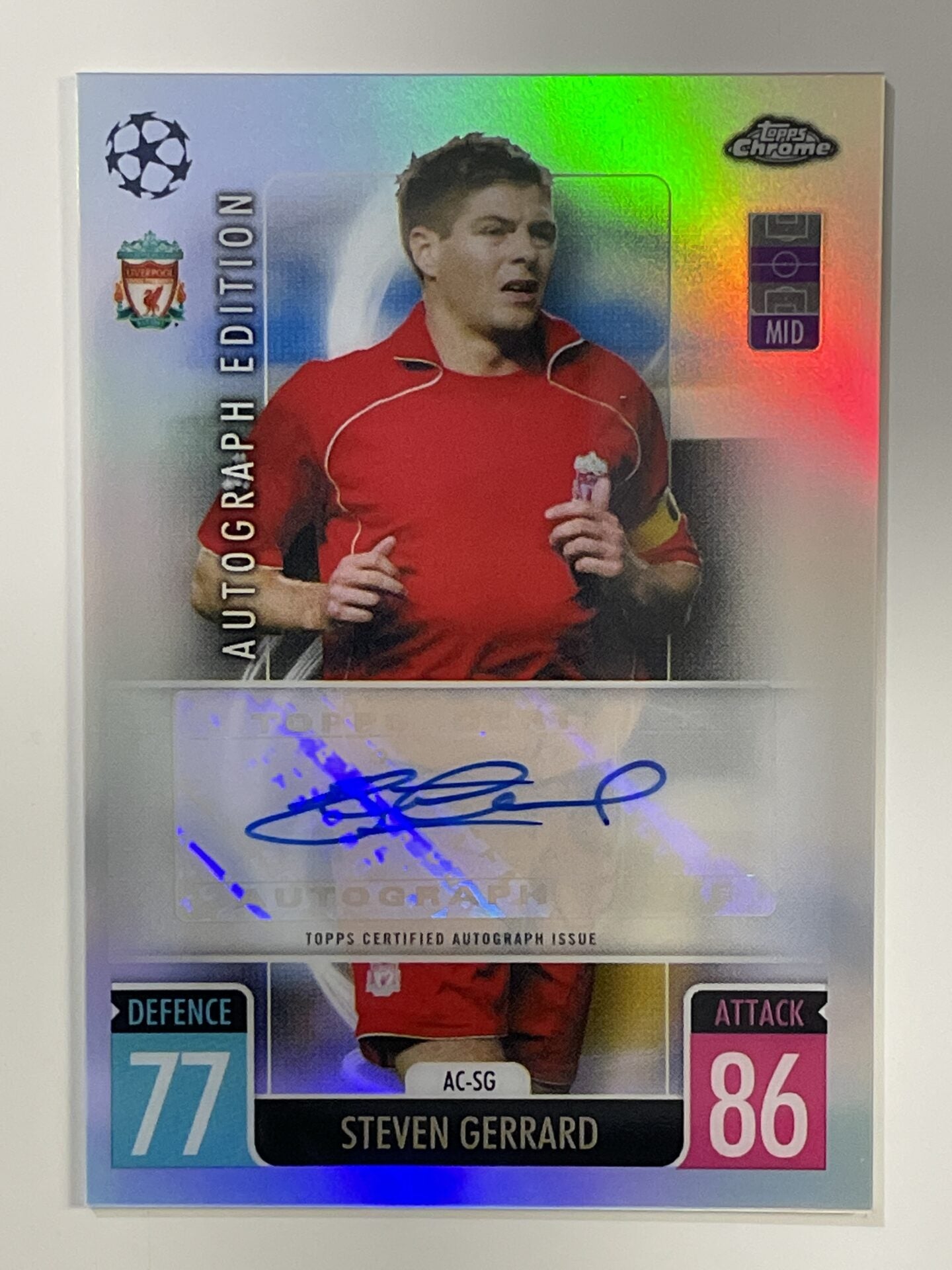 Steven Gerrard Autograph Liverpool Topps Match Attax Chrome 2021 2022