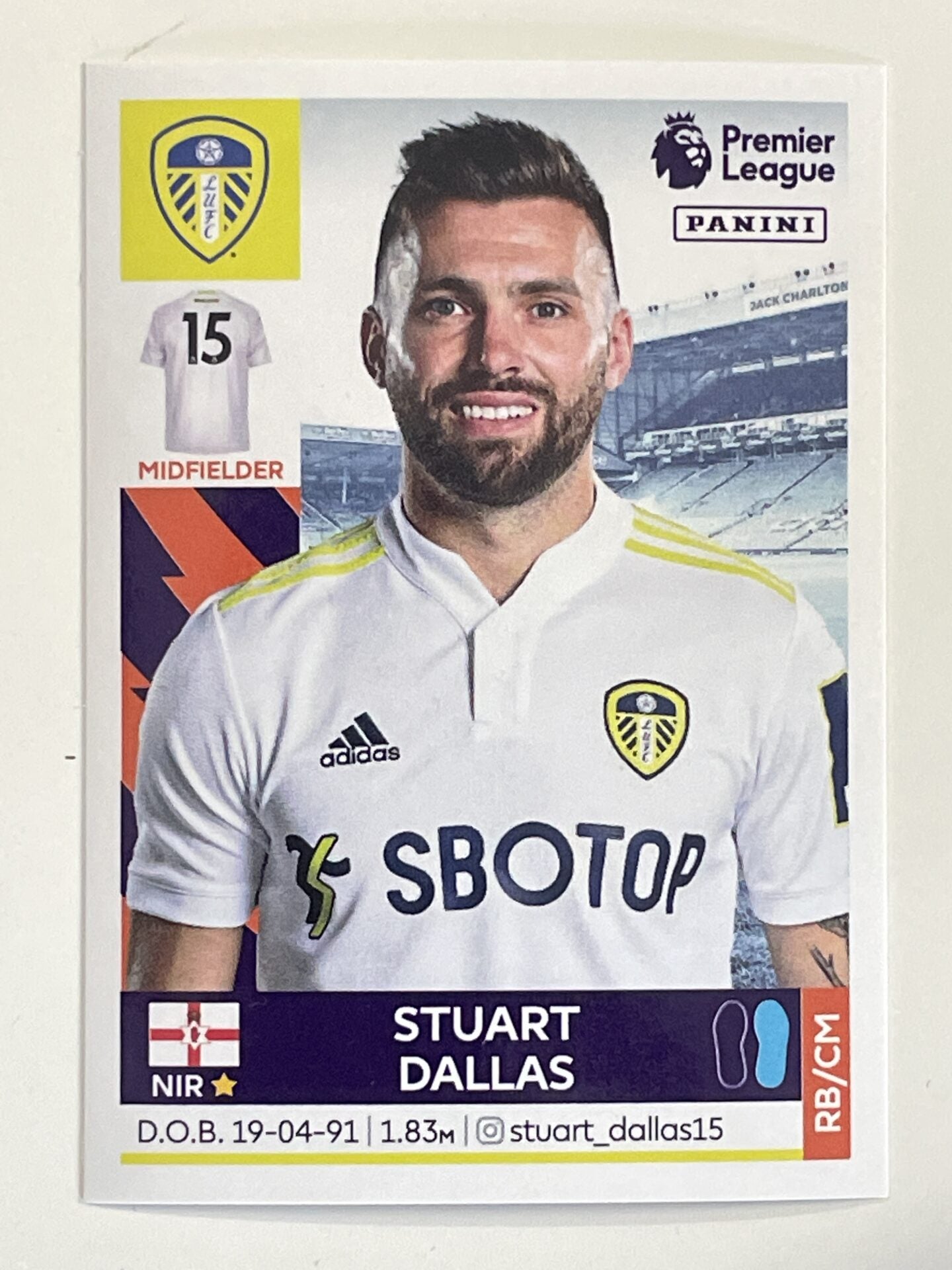 Stuart Dallas Leeds United Panini Premier League 2022 Football Sticker