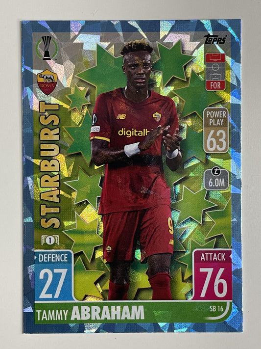 Tammy Abraham Roma Starburst Crystal Foil Parallel Topps Match Attax Extra 2021:22 Champions League Card