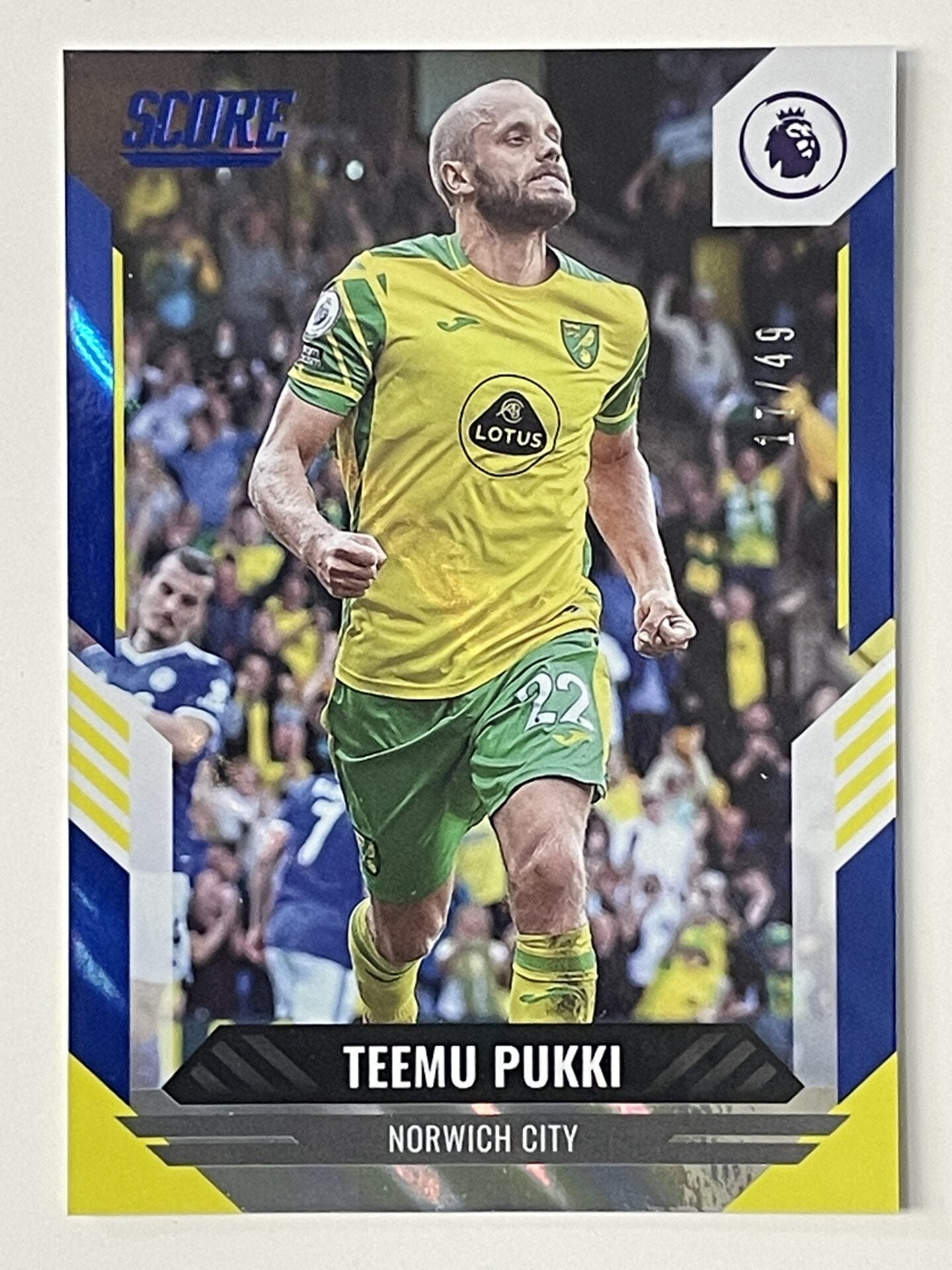 Teemu Pukki Norwich City Base Blue Lava Parallel Panini Premier League Score 2021 2022