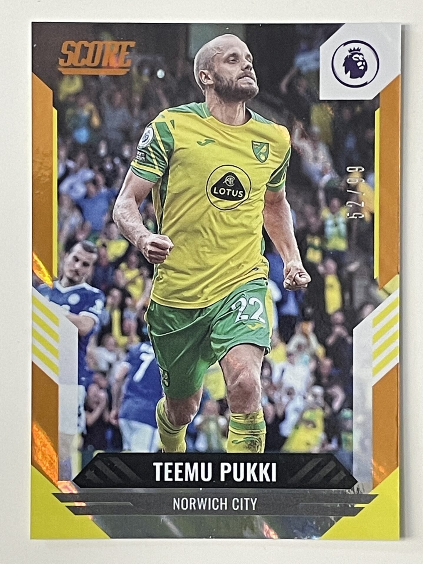 Teemu Pukki Norwich City Base Orange Lava Parallel Panini Premier League Score 2021 2022