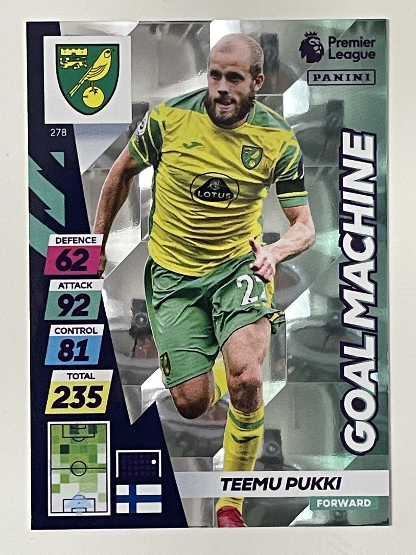 Teemu Pukki Norwich City Goal Machine Panini Adrenalyn XL PLUS Premier League 2021 2022