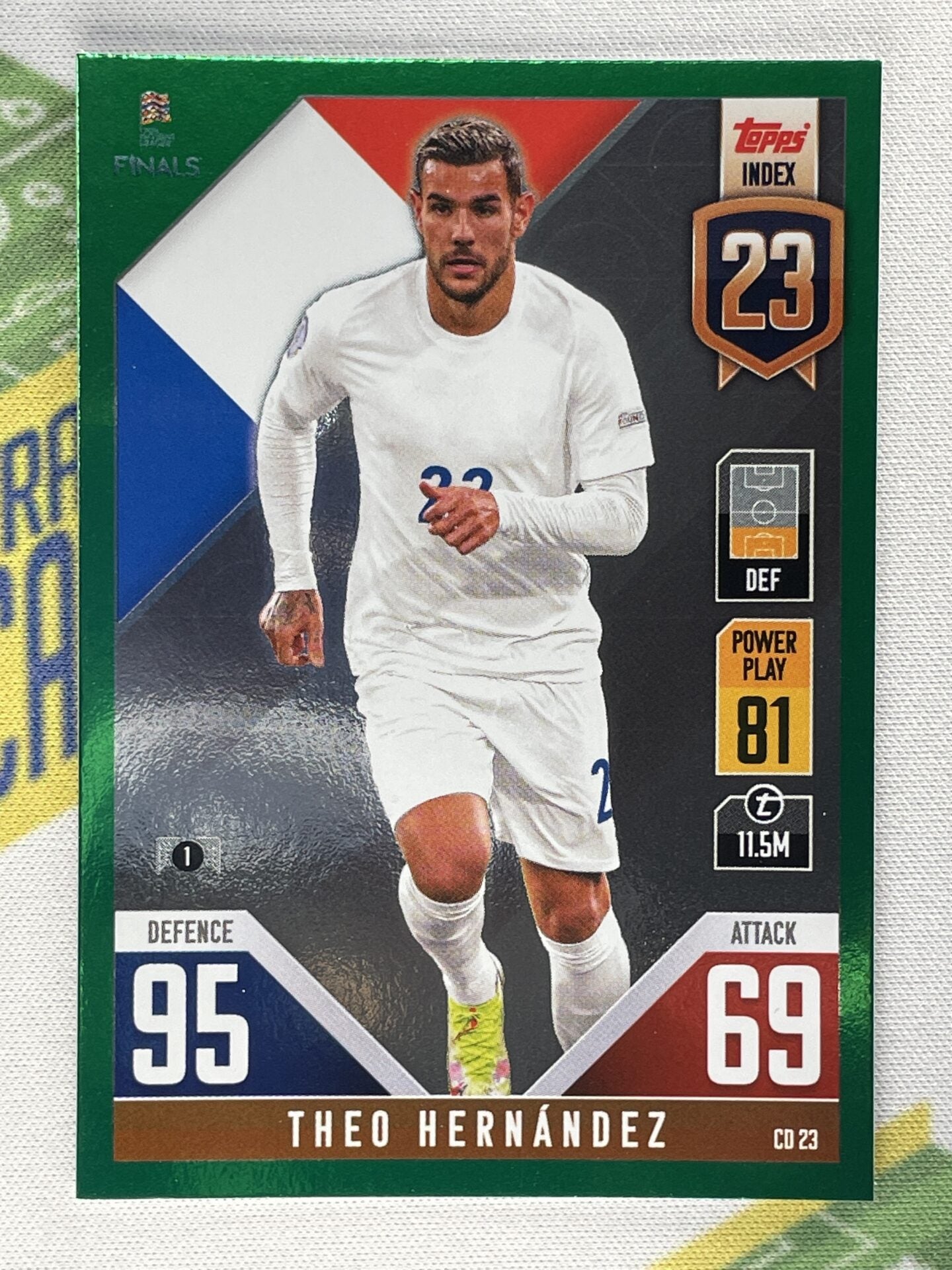 Theo Hernandez France Green Foil Parallel Topps Match Attax 101 Road to Nations League 2022 Card