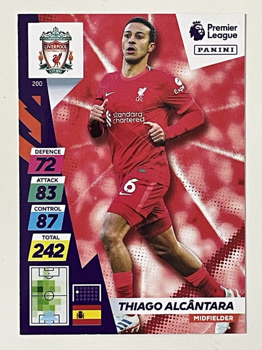 Thiago Alcantara Liverpool Base Panini Adrenalyn XL PLUS Premier League 2021 2022