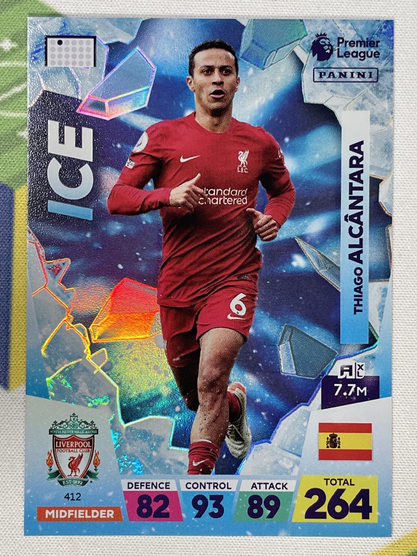 Thiago Alcantara Liverpool Ice Panini Premier League Adrenalyn XL 2023 Card