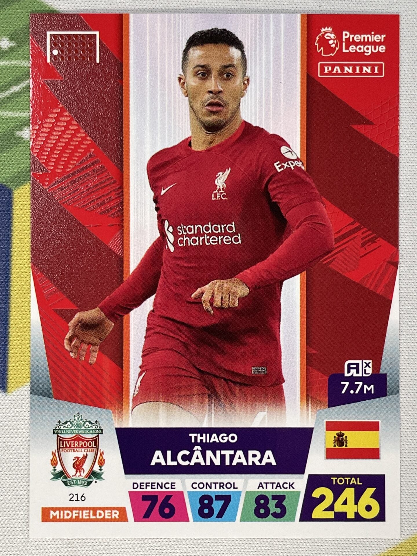 Thiago Alcantara Liverpool Panini Premier League Adrenalyn XL 2023 Card