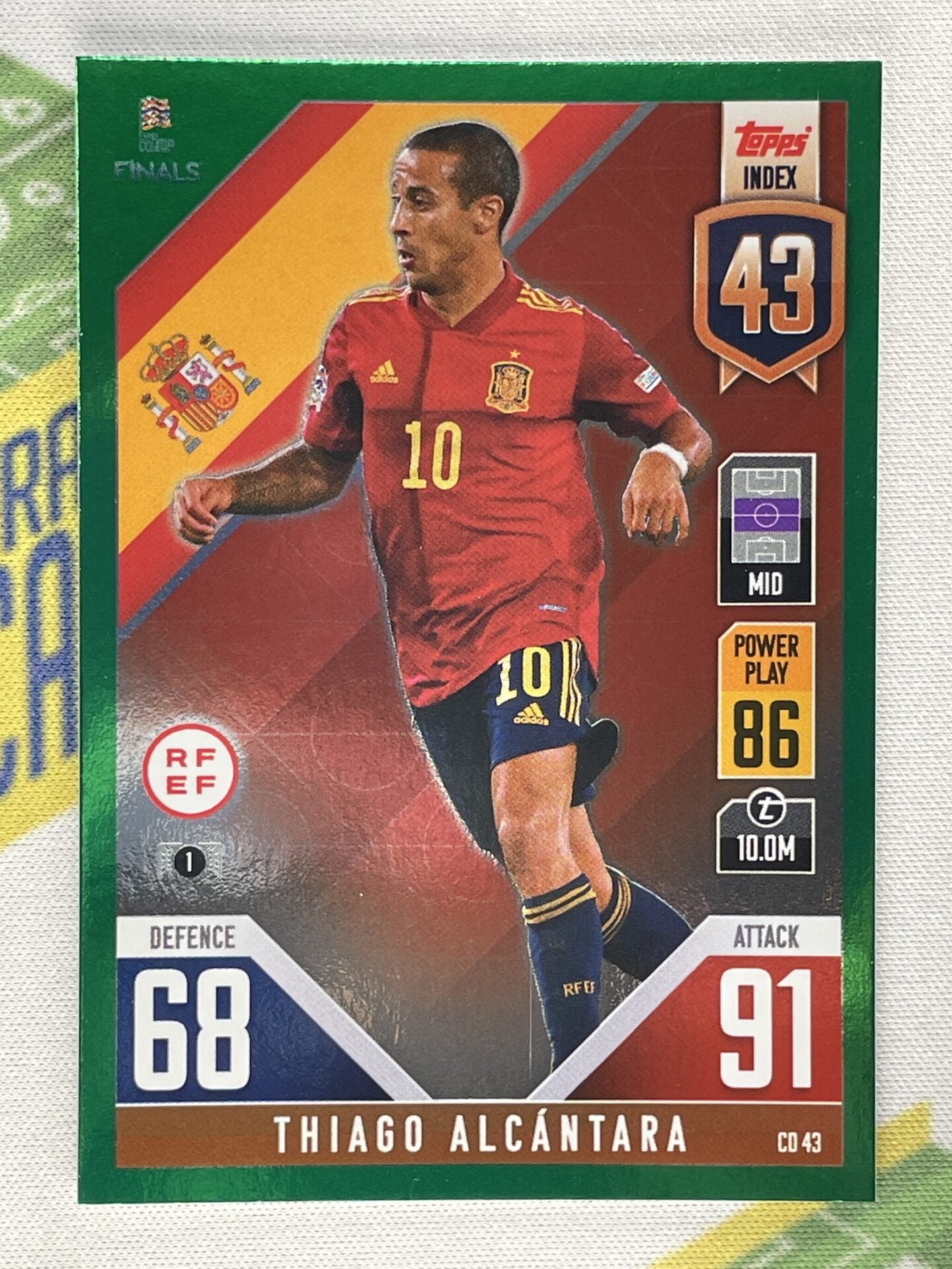 Thiago Alcantara Spain Green Foil Parallel Topps Match Attax 101 Road to Nations League 2022 Card