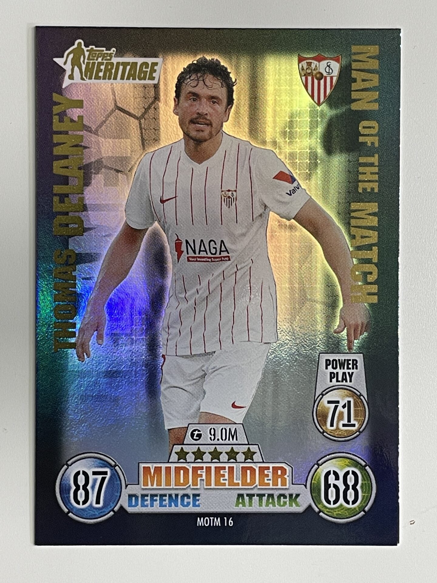 Thomas Delaney Sevilla Man of the Match Heritage Topps Match Attax Extra 2021:22 Champions League Card