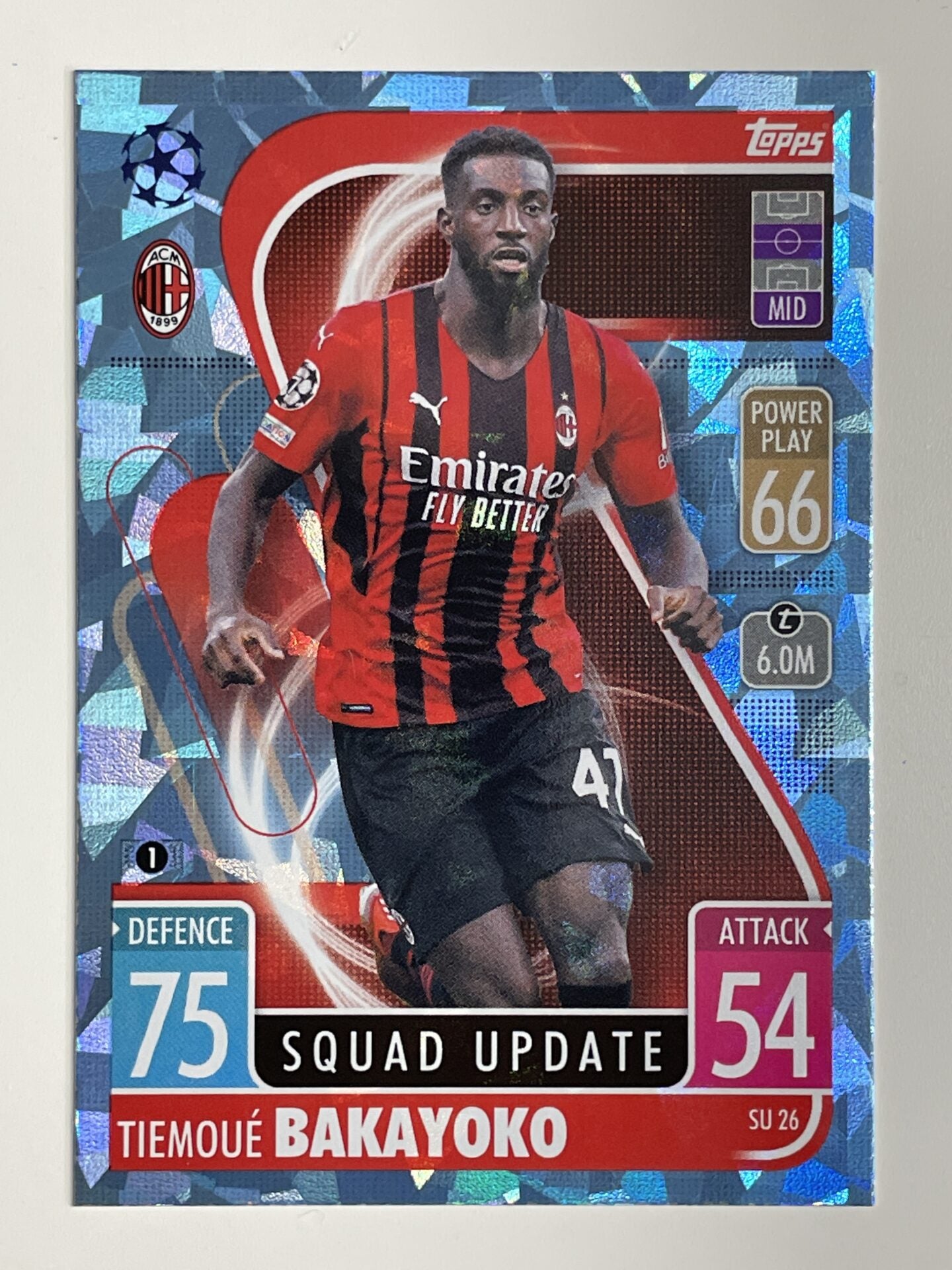 Tiemoue Bakayoko AC Milan Base Crystal Foil Parallel Topps Match Attax Extra 2021:22 Champions League Card