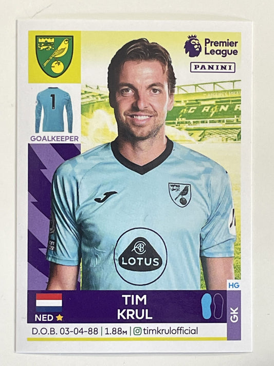 Tim Krul Norwich City Panini Premier League 2022 Football Sticker