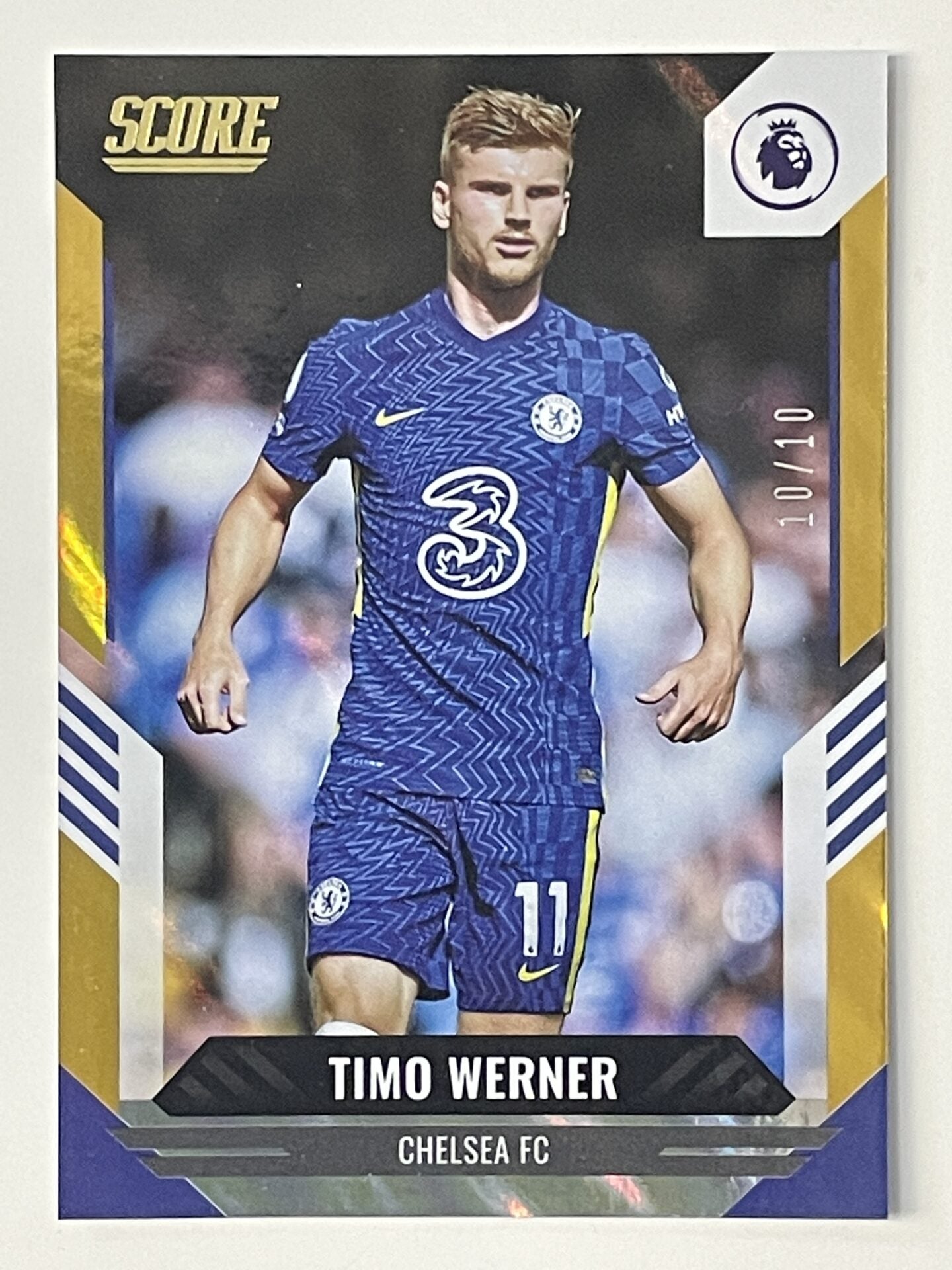 Timo Werner Chelsea Base Gold Lava Parallel Panini Premier League Score 2021 2022