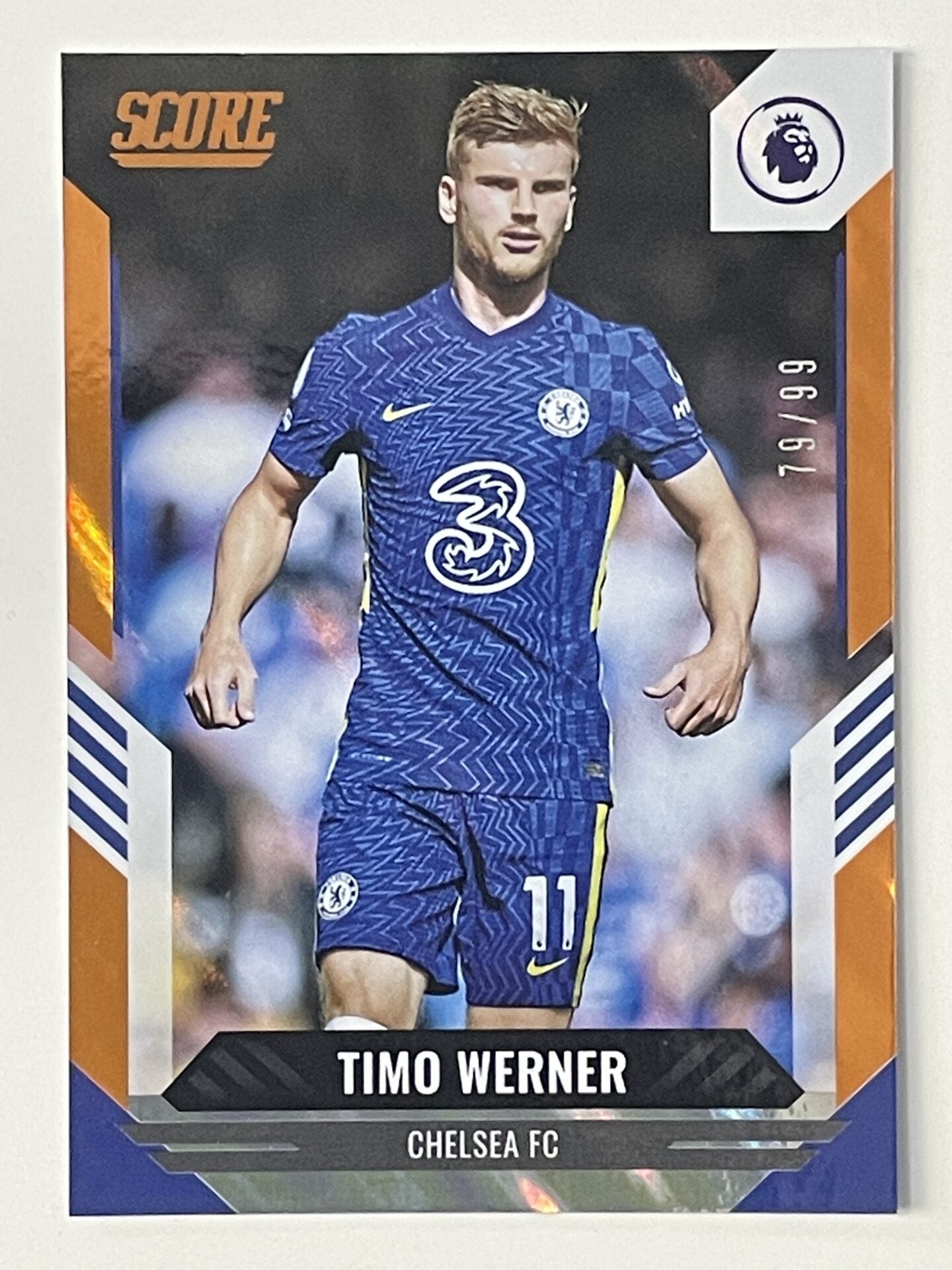 Timo Werner Chelsea Base Orange Lava Parallel Panini Premier League Score 2021 2022