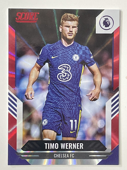 Timo Werner Chelsea Base Red Laser Parallel Panini Premier League Score 2021 2022