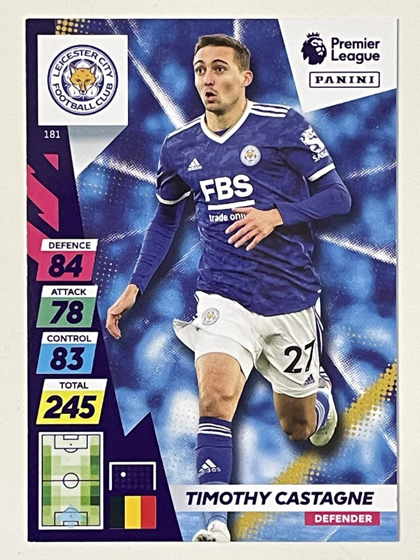 Timothy Castagne Leicester City Base Panini Adrenalyn XL PLUS Premier League 2021 2022