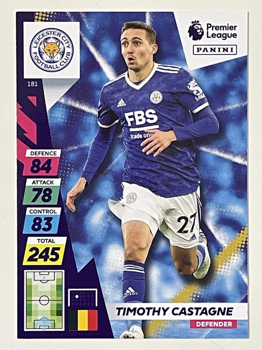 Timothy Castagne Leicester City Base Panini Adrenalyn XL PLUS Premier League 2021 2022