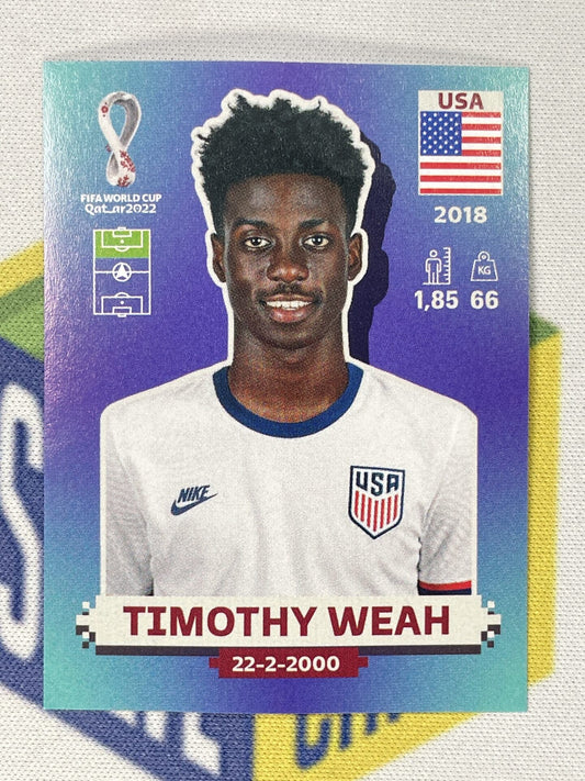 Timothy Weah USA Panini World Cup 2022 Qatar Stickers