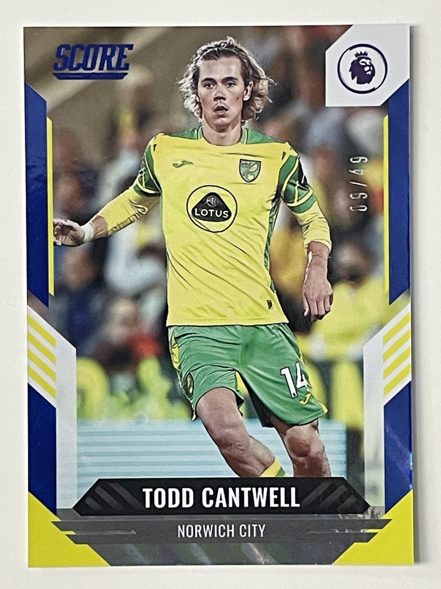 Todd Cantwell Norwich City Base Blue Lava Parallel Panini Premier League Score 2021 2022