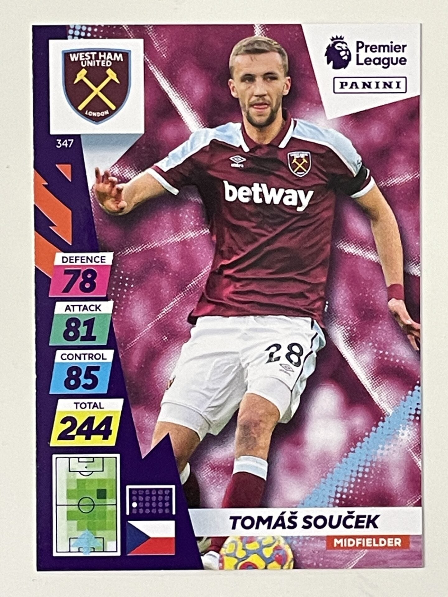 Tomas Soucek West Ham Base Panini Adrenalyn XL PLUS Premier League 2021 2022