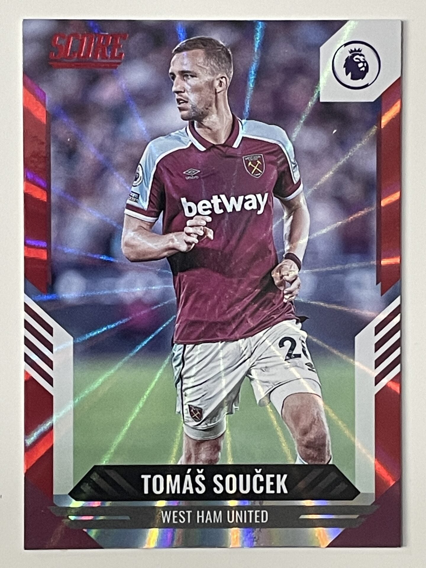 Tomas Soucek West Ham Base Red Laser Parallel Panini Premier League Score 2021 2022