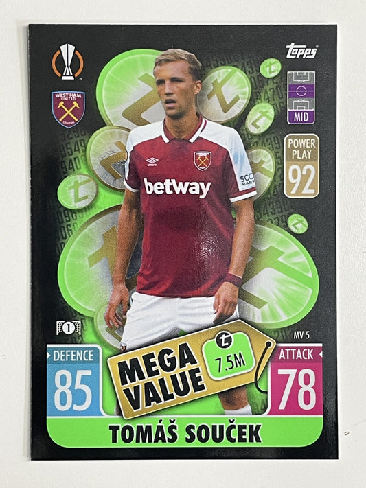 Tomas Soucek West Ham Mega Value Topps Match Attax Extra 2021:22 Champions League Card