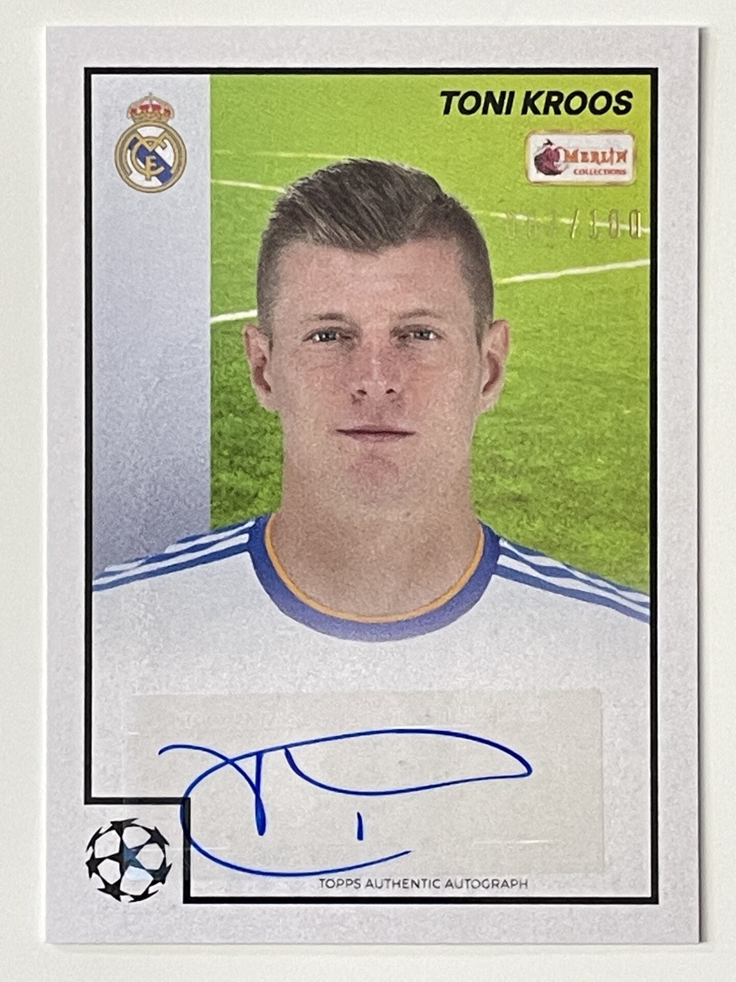 Toni Kroos Real Madrid Base Autograph 083:100 Topps Merlin Heritage 97 UEFA Champions League Card