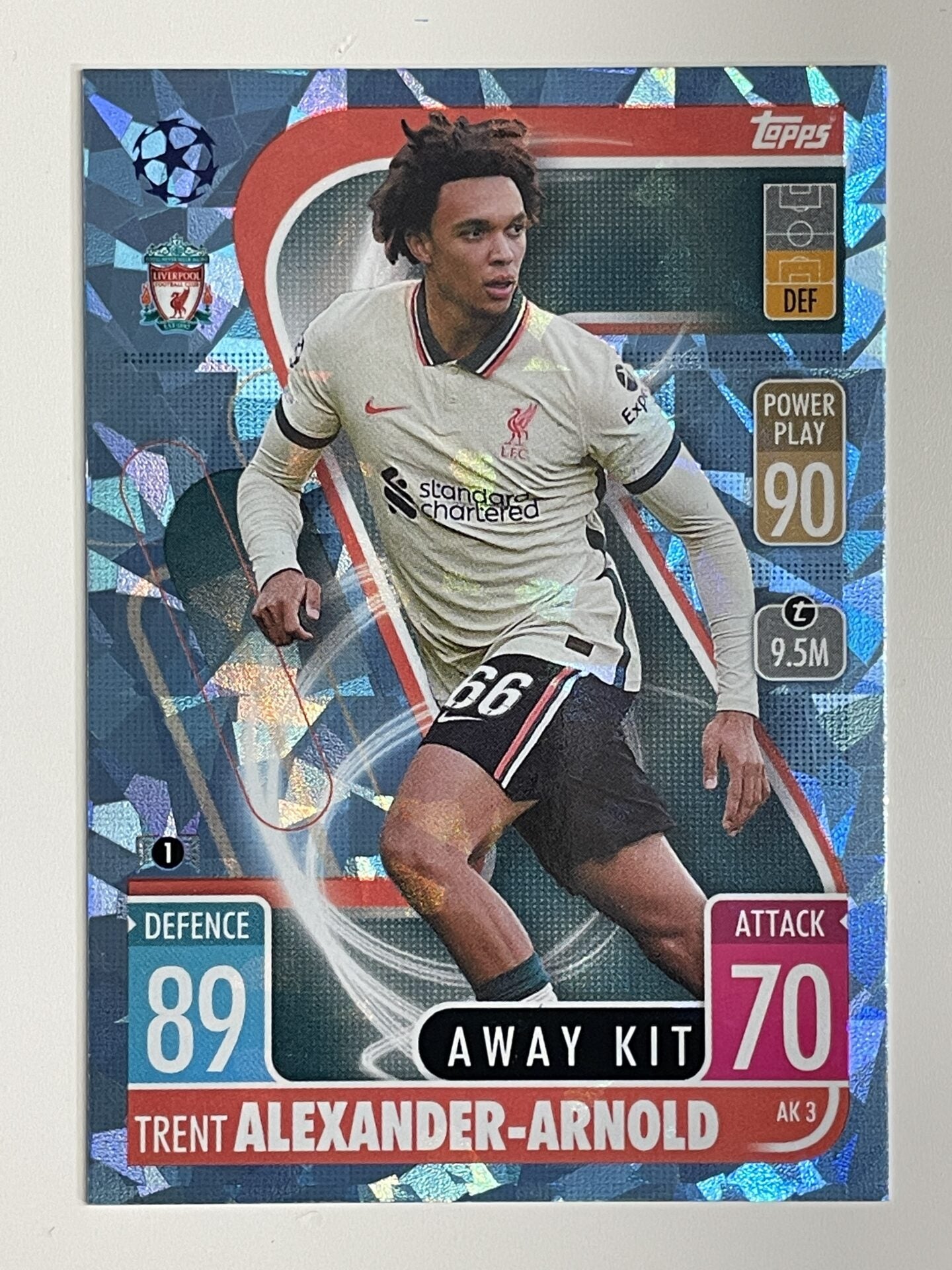 Trent Alexander-Arnold Liverpool FC Away Kit Crystal Foil Parallel Topps Match Attax Extra 2021:22 Champions League Card