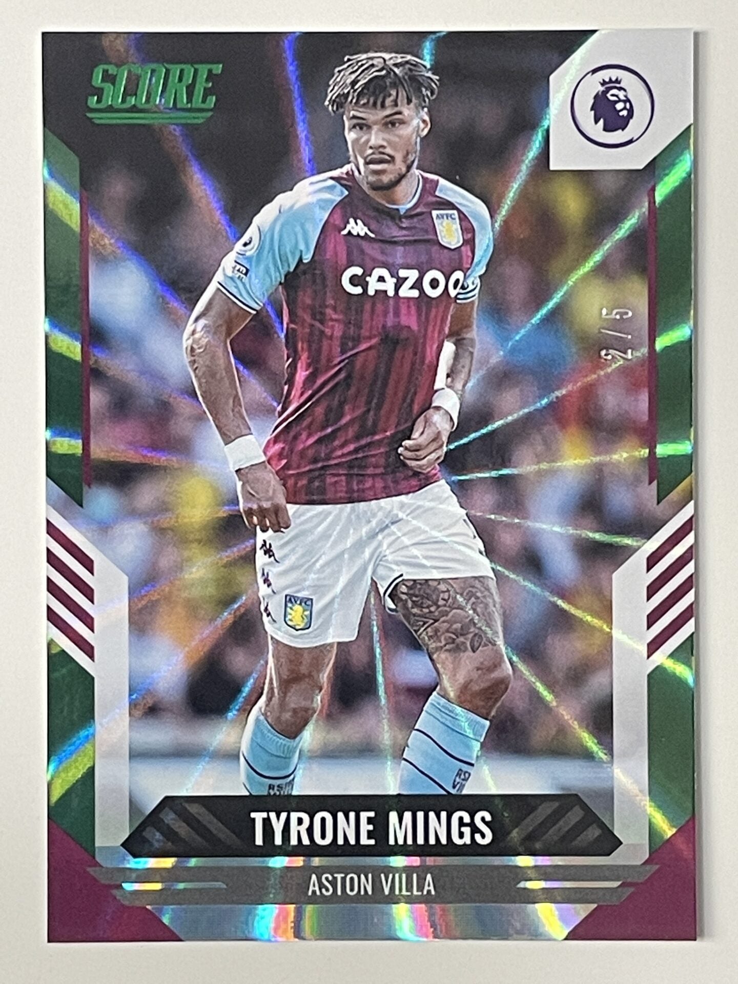 Tyrone Mings Aston Villa Base Green Laser Parallel Panini Premier League Score 2021 2022