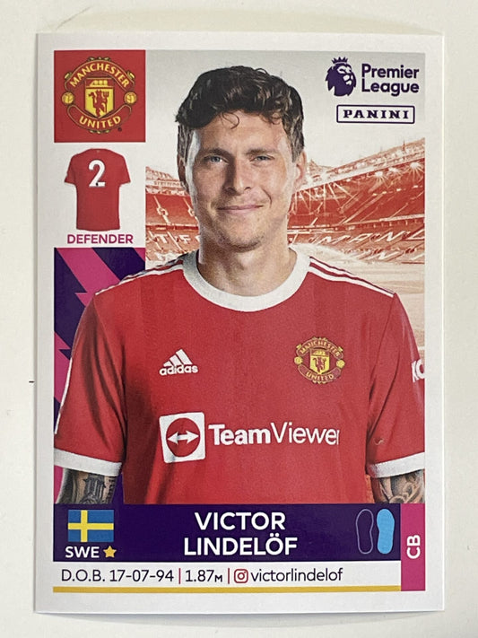 Victor Lindelof Manchester United Panini Premier League 2022 Football Sticker