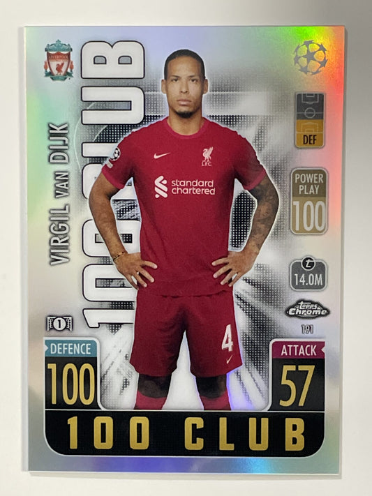 Virgil Van Dijk 100 Club Refractor Topps Match Attax Chrome 2021 2022