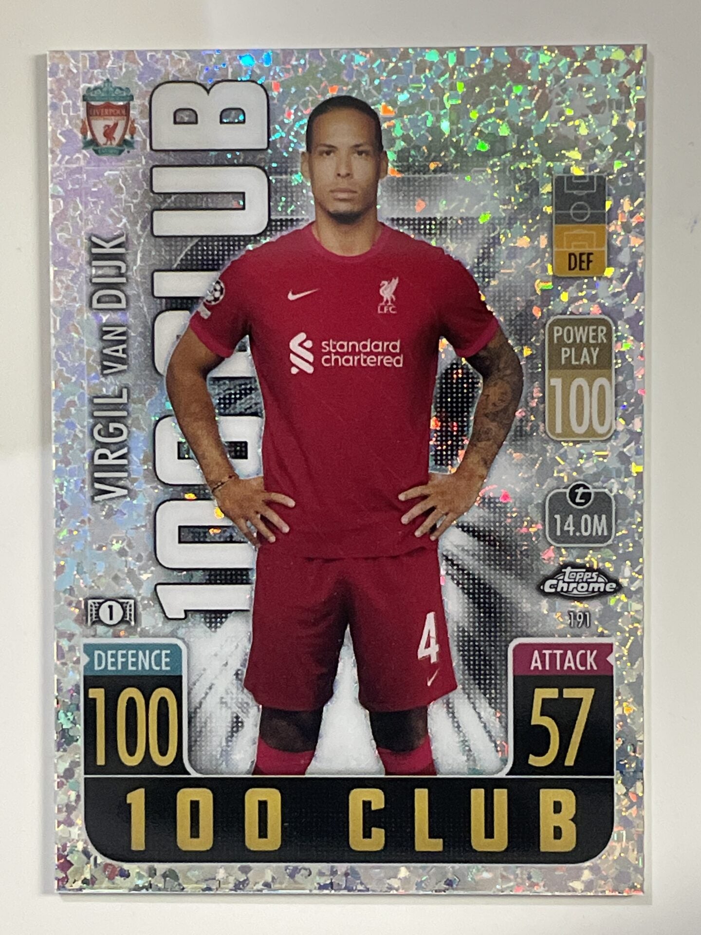 Virgil Van Dijk 100 Club Speckle Topps Match Attax Chrome 2021 2022