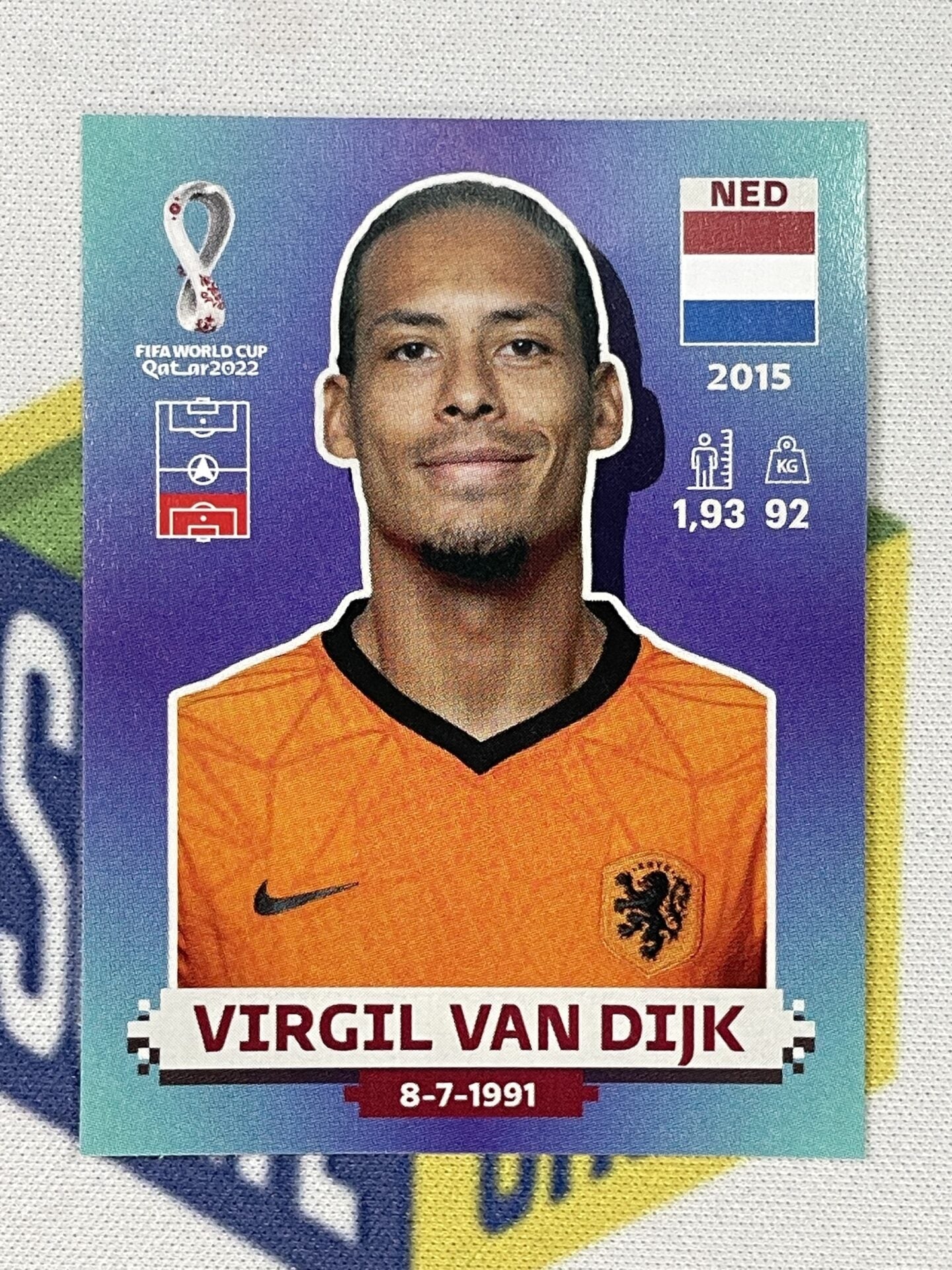 Virgil Van Dijk Netherlands Panini World Cup 2022 Qatar Stickers