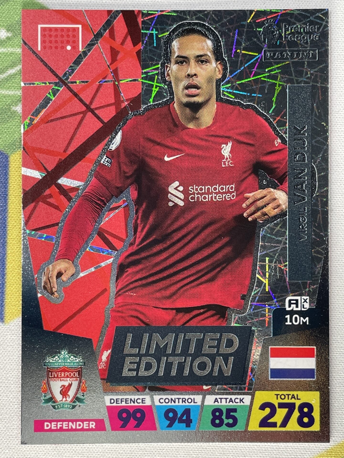 Virgil van Dijk Liverpool Limited Edition Panini Premier League Adrenalyn XL 2023 Card