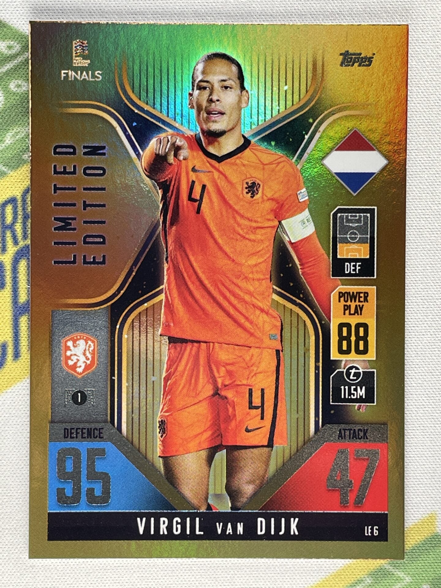 Virgil van Dijk Netherlands Limited Edition Topps Match Attax 101 Road to Nations League 2022 Card