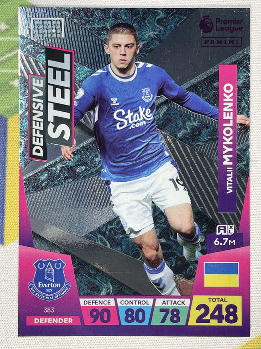 Vitalii Mykolenko Everton Defensive Steel Panini Premier League Adrenalyn XL 2023 Card