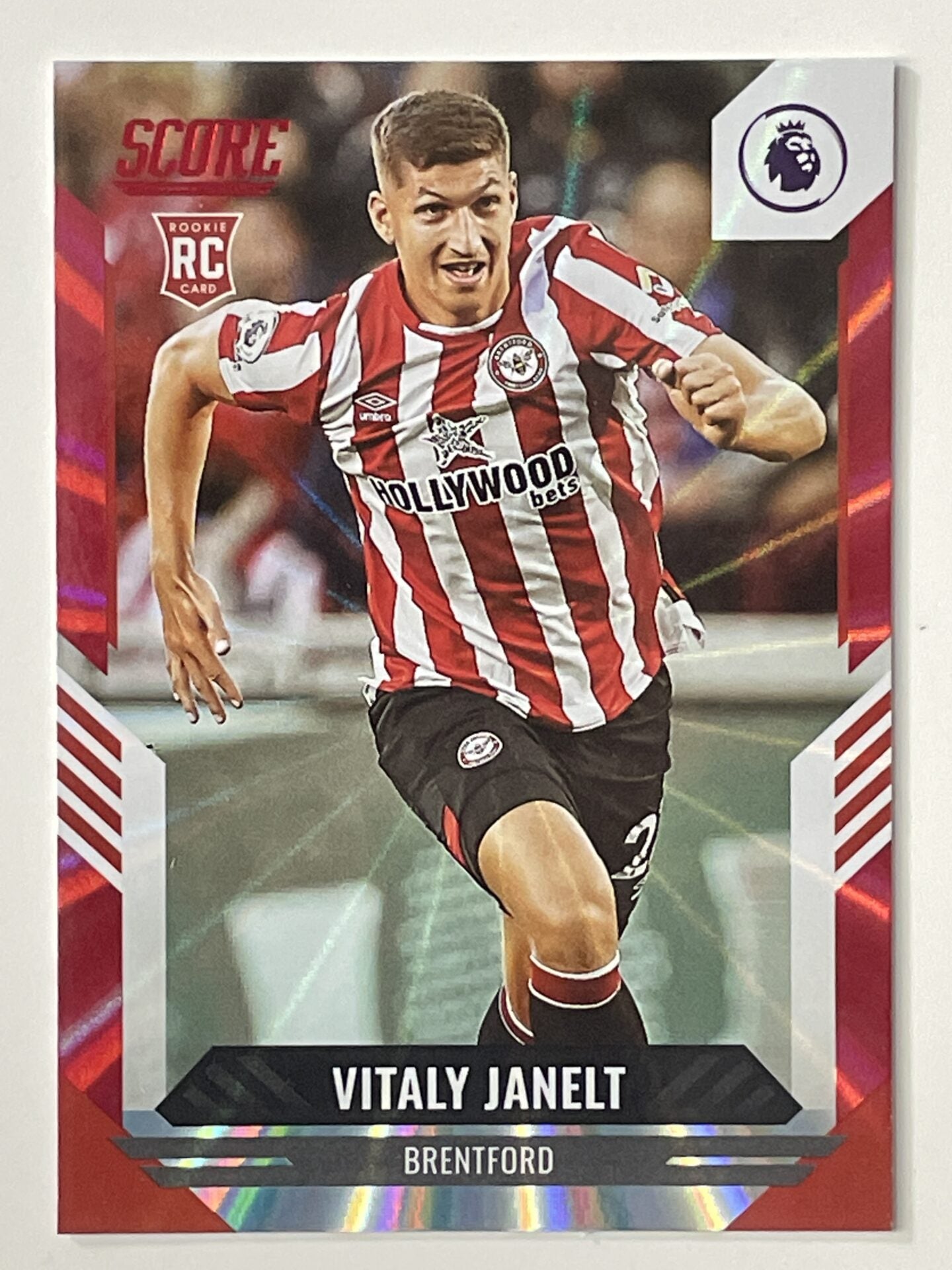 Vitaly Janelt Brentford Base Red Laser Parallel Panini Premier League Score 2021 2022