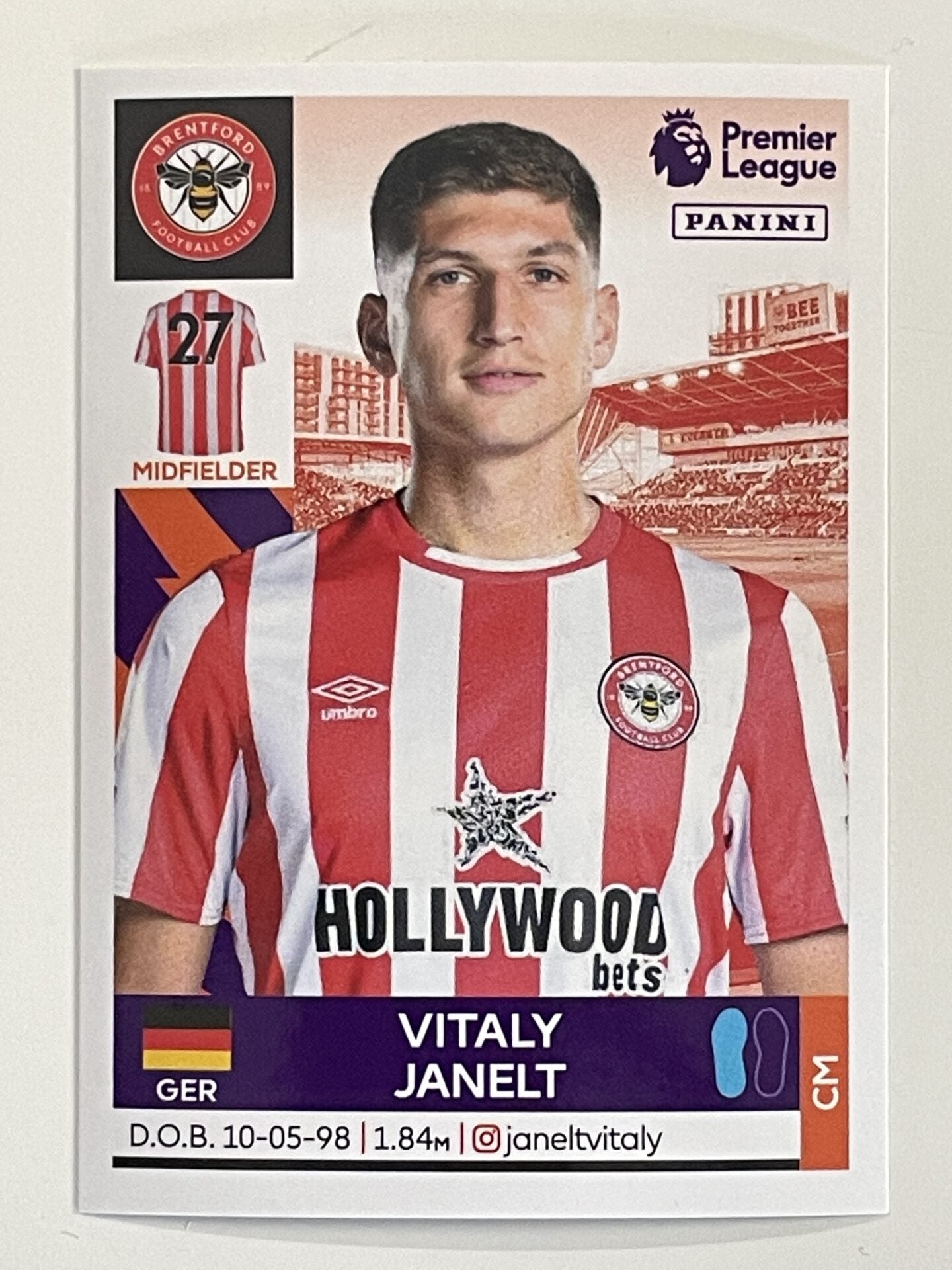 Vitaly Janelt Brentford Panini Premier League 2022 Football Sticker