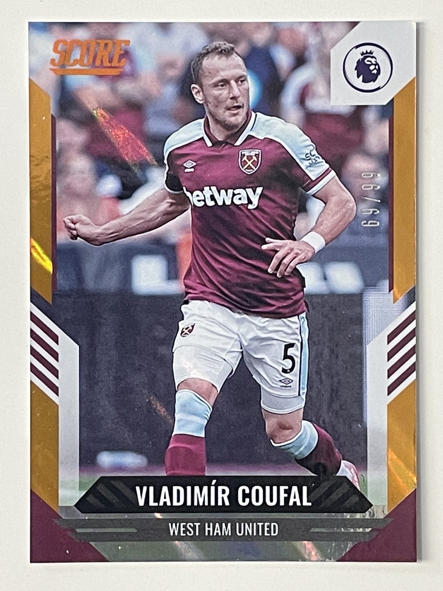 Vladimir Coufal West Ham Base Orange Lava Parallel Panini Premier League Score 2021 2022