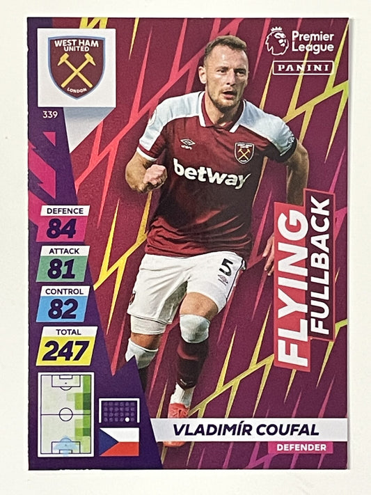 Vladimir Coufal West Ham Flying Fullback Panini Adrenalyn XL PLUS Premier League 2021 2022